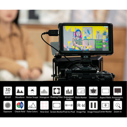 FEELWORLD FW568 PRO 6" High-Bright On-Camera 4K HDMI Monitor Camera Accessories