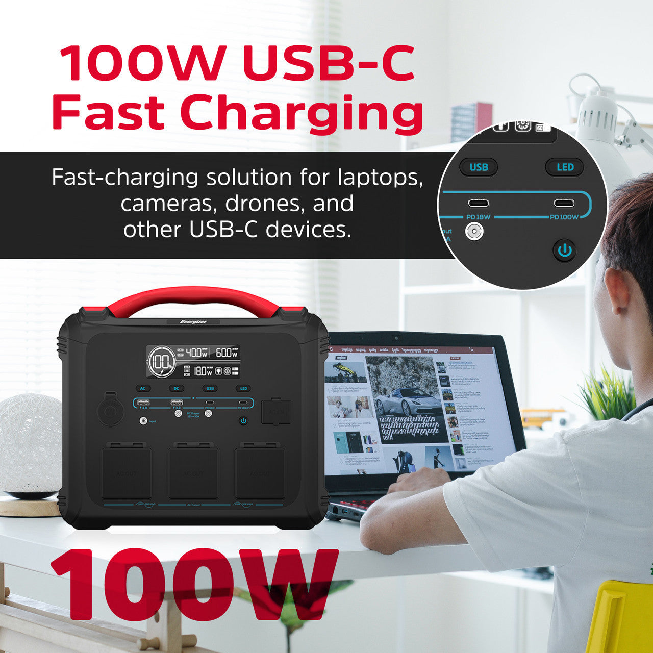 Energizer Portable Power Station (551.25Wh / 1102.5Wh) Fast Charge Premium Battery Cell