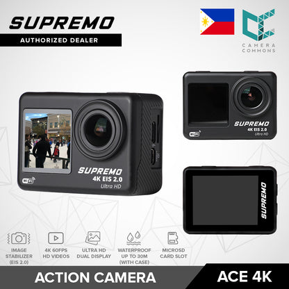 Supremo Ace 4K Dual Display WaterProof Action Camera 4K60fps Electronic Image Stabilizer Wide Angle