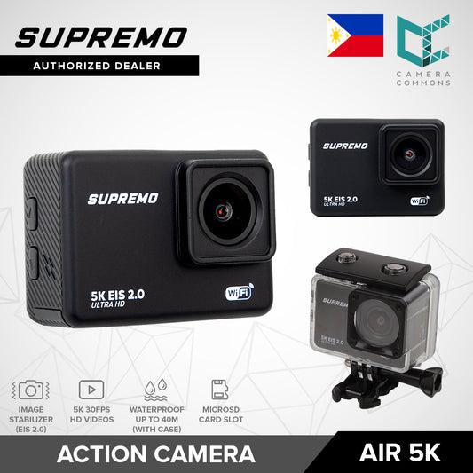 Supremo Air 5K Action Camera 20MP 5K30fps Waterproof Electronic Image Stabilizer Wide Angle