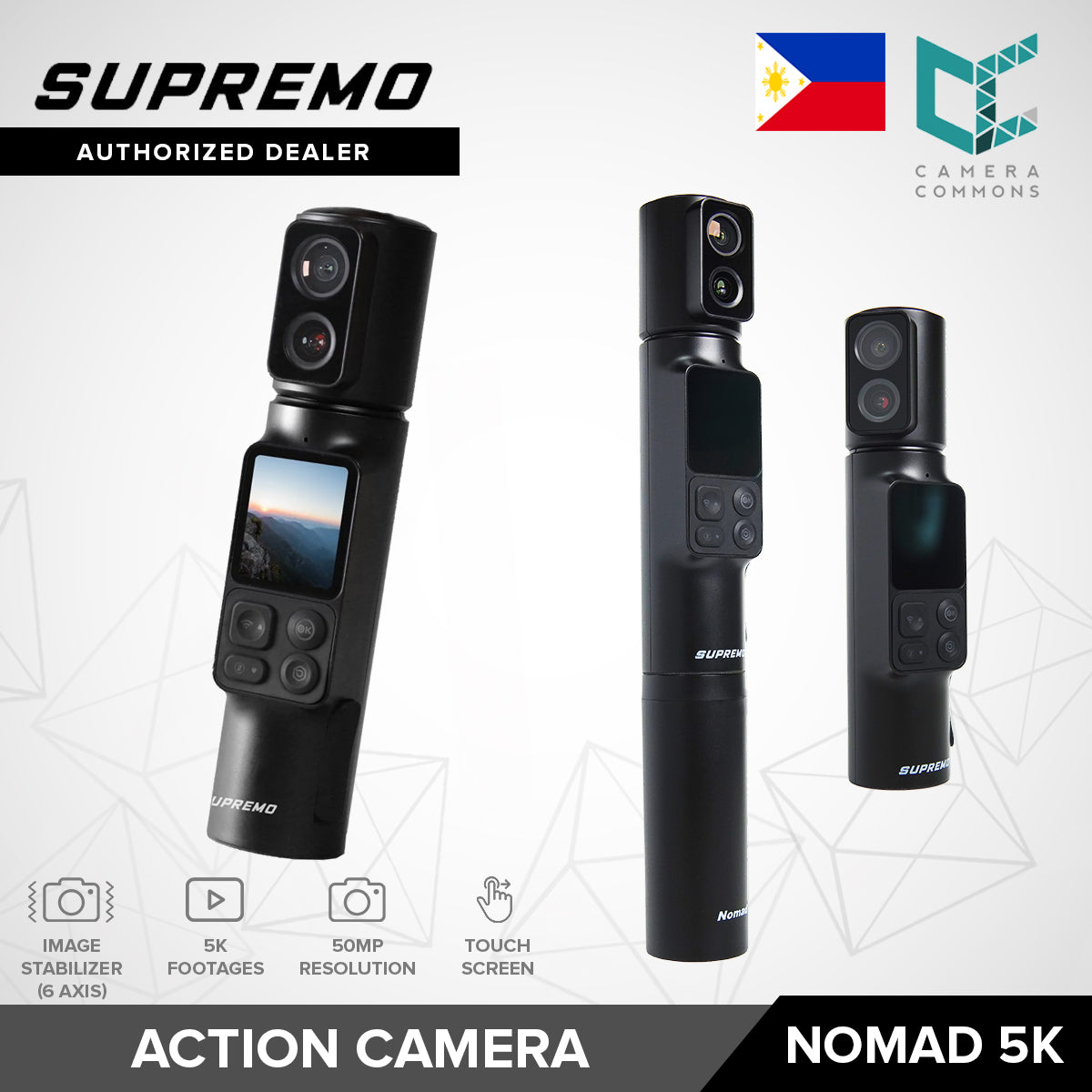 Supremo Nomad Handheld 5K Action Camera 5K60fps 50MP 6 Axis Stabilization