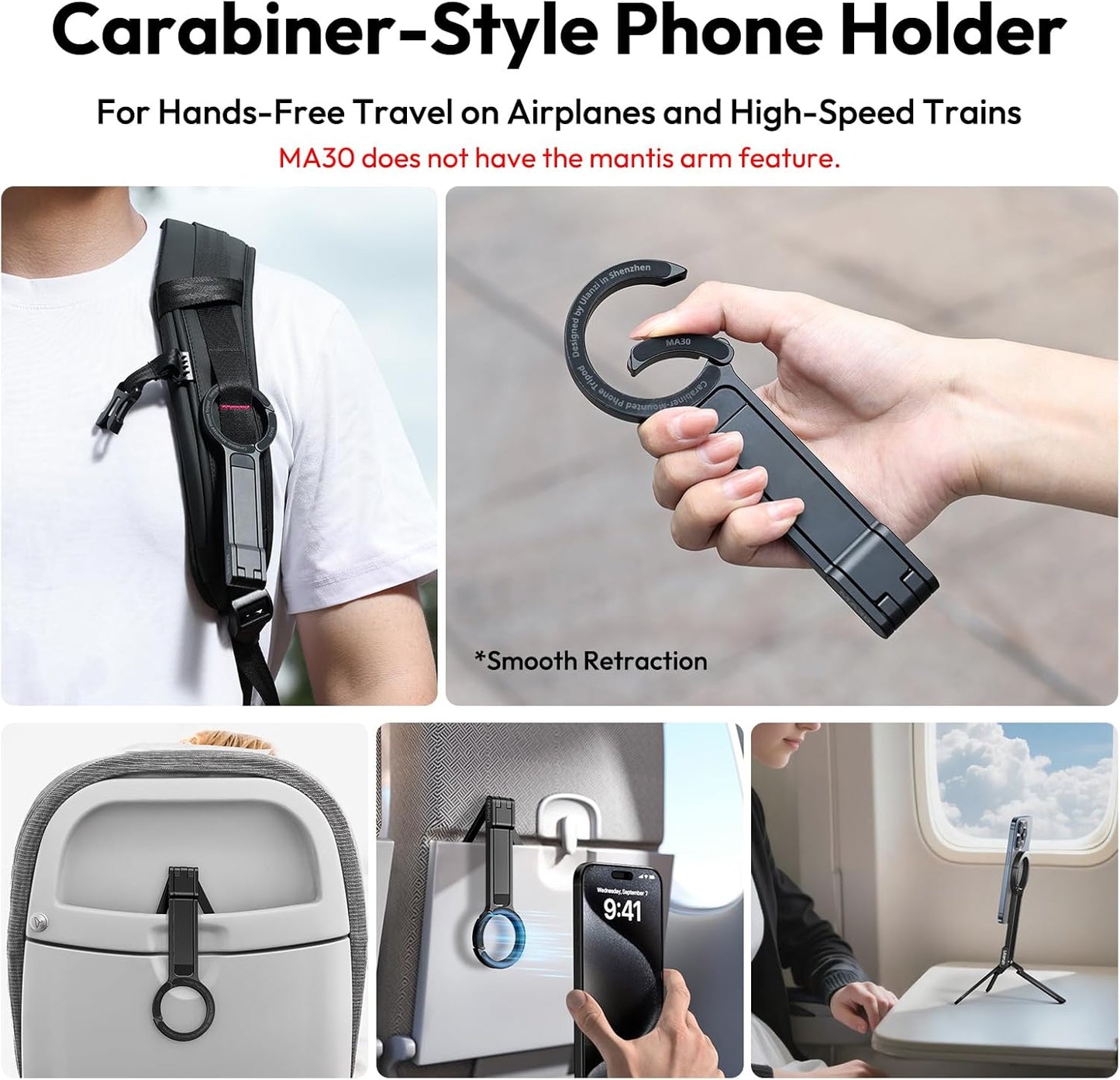 Ulanzi MA30 Carabiner Mounted Magnetic Mini Tripod for Smartphones Magnet Quick Mount