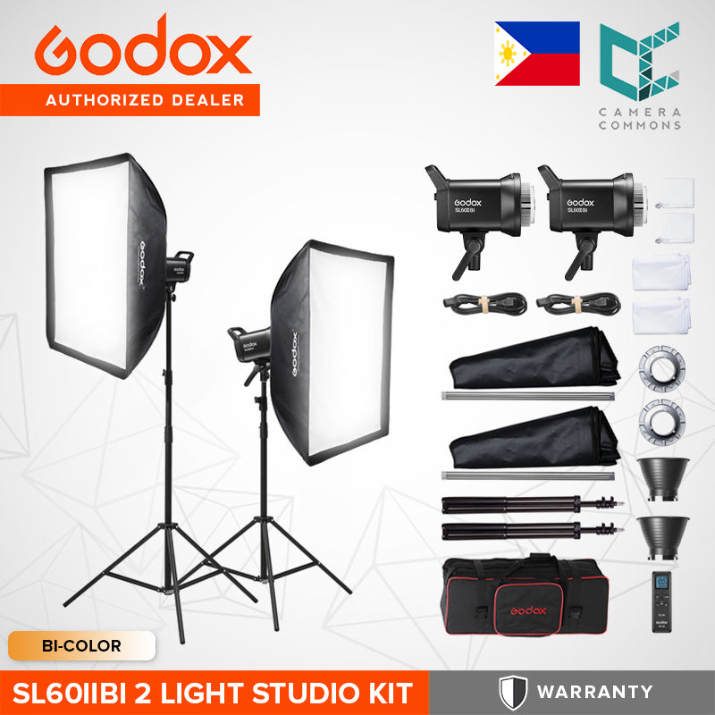 Godox SL60II Bicolor LED Video Light (2-Light Studio Kit) Photography Lighting Set Equipment