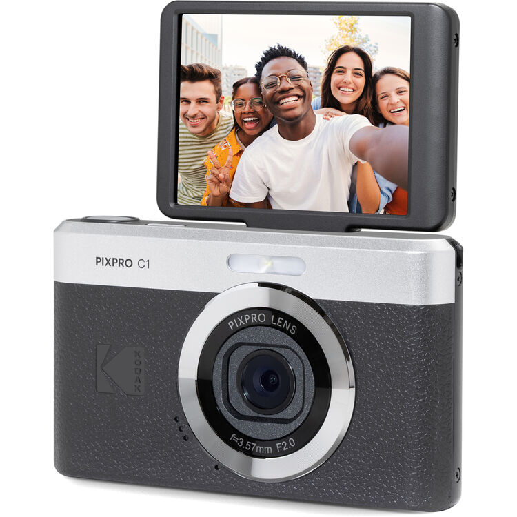 Kodak PIXPRO C1 Compact Digital Camera 13MP 26mm f/2 Wide-Angle Lens 1080p 60fps (Black/Brown/Tan)