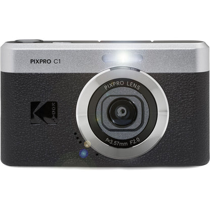 Kodak PIXPRO C1 Compact Digital Camera 13MP 26mm f/2 Wide-Angle Lens 1080p 60fps (Black/Brown/Tan)
