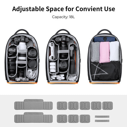 K&F Concept Shutterpak V2 Black Professional DSLR 18L Camera Bag Backpack KF13.140
