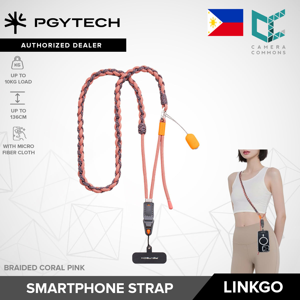 PGYTECH LinkGo Phone Strap Braided / Webbing with Microfiber Cloth for Smartphone Photography