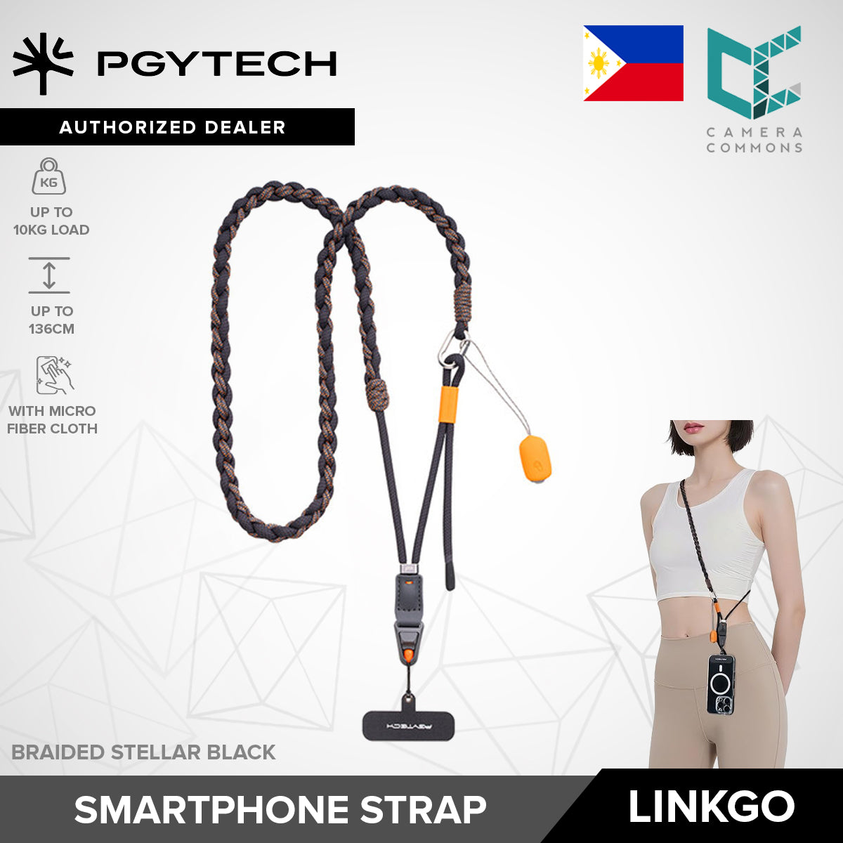 PGYTECH LinkGo Phone Strap Braided / Webbing with Microfiber Cloth for Smartphone Photography