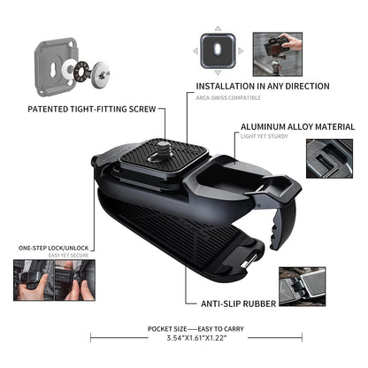 PGYTECH Beetle Camera Clip with QR Arca Swiss Plate Quick Release Accessories V1 / V2