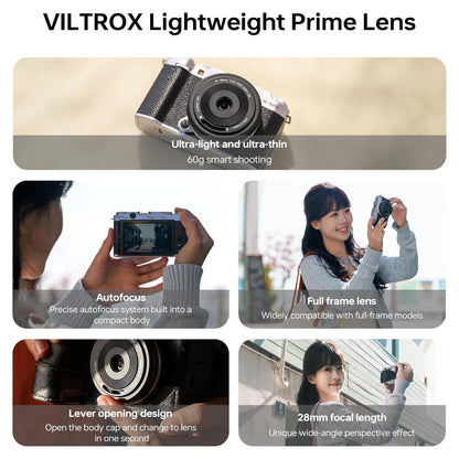 Viltrox AF 28mm f/4.5 XF Pancake Lens for Fujifilm X Mount Mirrorless Cameras