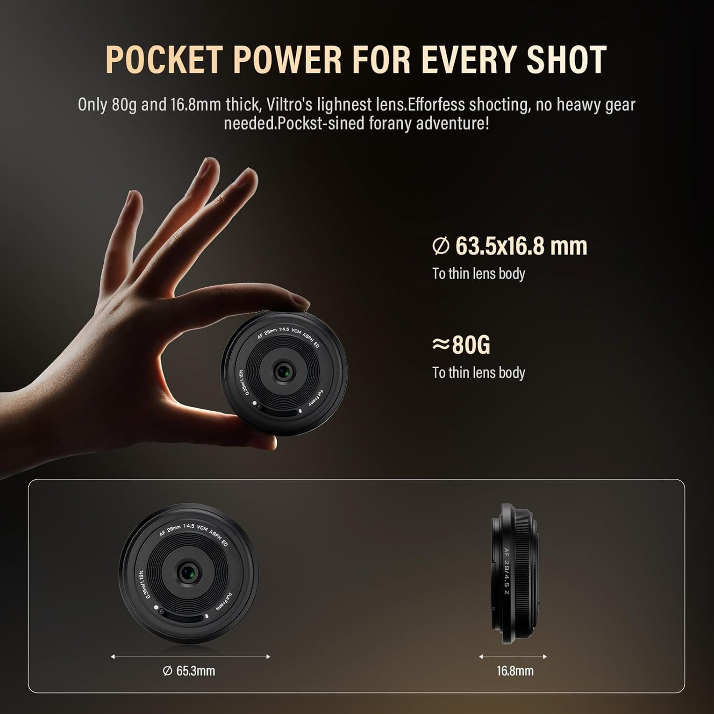 Viltrox AF 28mm f/4.5 Z Pancake Lens for Nikon Z-Mount Mirrorless Cameras