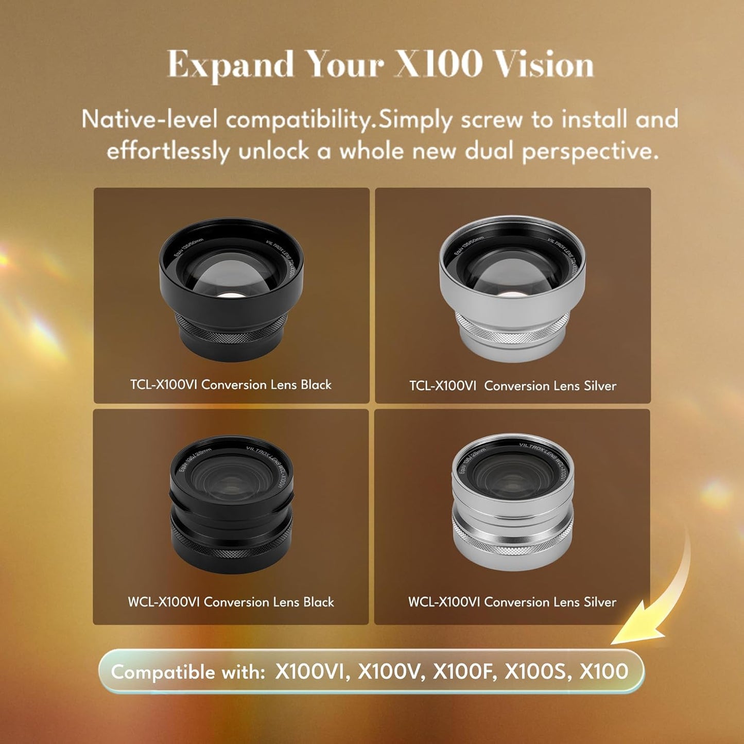 Viltrox Telephoto Conversion Lens Accessories for FUJIFILM X100 Series X100VI Cameras (TCL-X100VI)