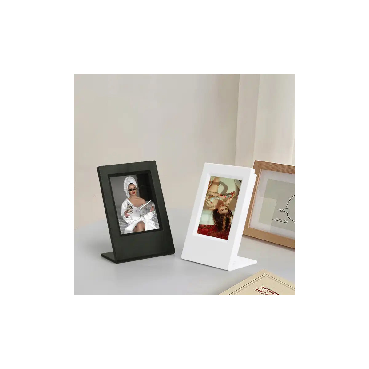 2pcs Instax Instant Mini Picture Frame Photo Stand Rose Red + Sky Blue Accessories Set
