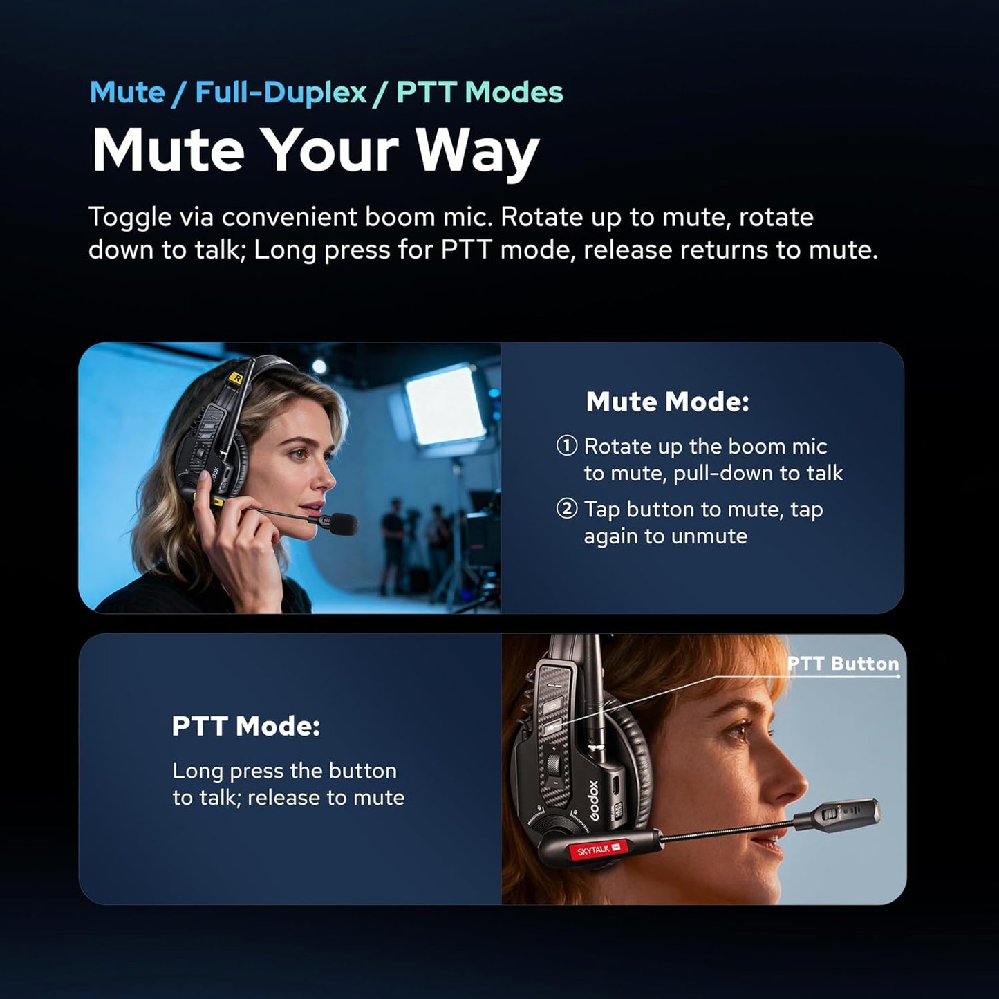 Godox SkyTalk Air Full-Duplex Wireless Intercom Headset System 2.4 GHz Production Studio Equipment