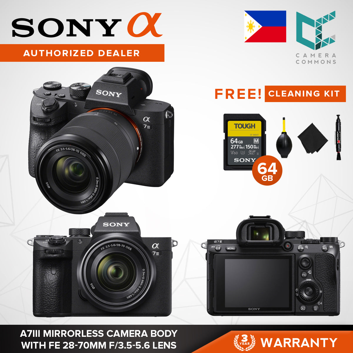 Sony A7III Alpha Kit Compact Full-Frame Mirrorless Camera A73 Body with FE 28-70mm f/3.5-5.6 Lens