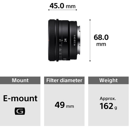 Sony FE 24mm f/2.8 G Lens E-Mount Full-Frame for Sony Mirrorless Cameras SEL24F28G