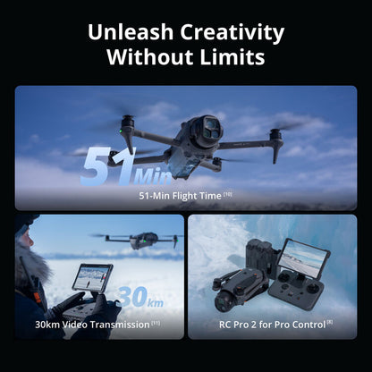 DJI Mavic 4 Pro Drone with 512GB Creator Combo 3-Axis 360° Infinity Gimbal Hasselblad Wide Lens