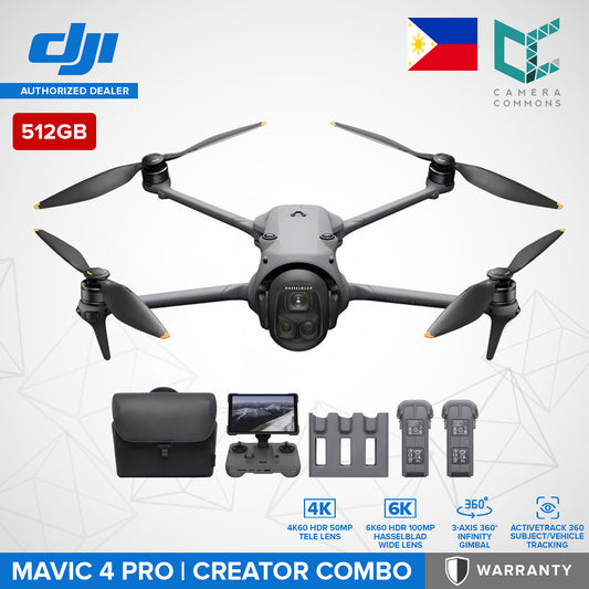DJI Mavic 4 Pro Drone with 512GB Creator Combo 3-Axis 360° Infinity Gimbal Hasselblad Wide Lens
