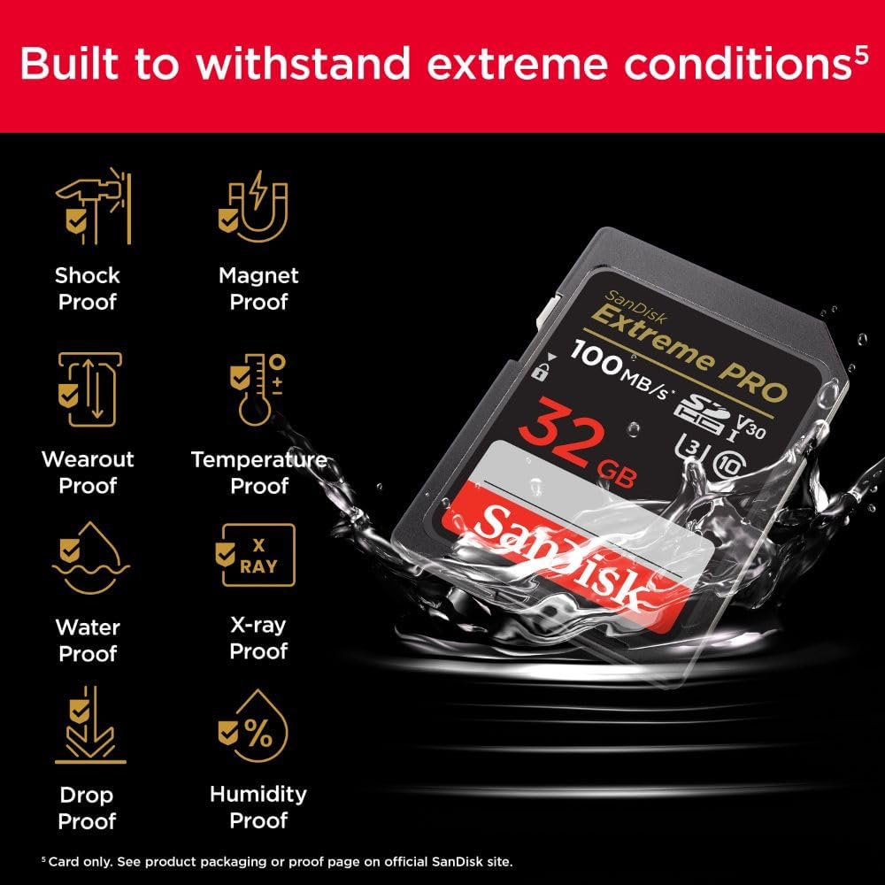 SanDisk Extreme PRO SDHC SDXC SD Memory Card UHS-1 V30 U3 C10 100MB/s 32GB 64GB 128GB 256GB