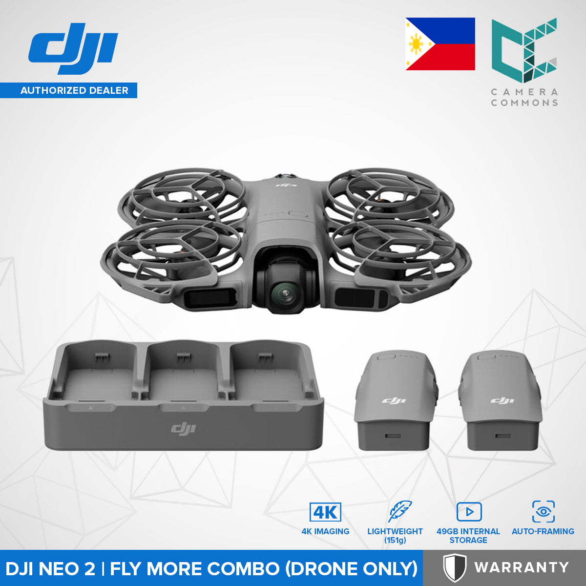 DJI Neo 2 Drone 4K60 2-Axis Gimbal with EIS (49GB of Internal Storage)