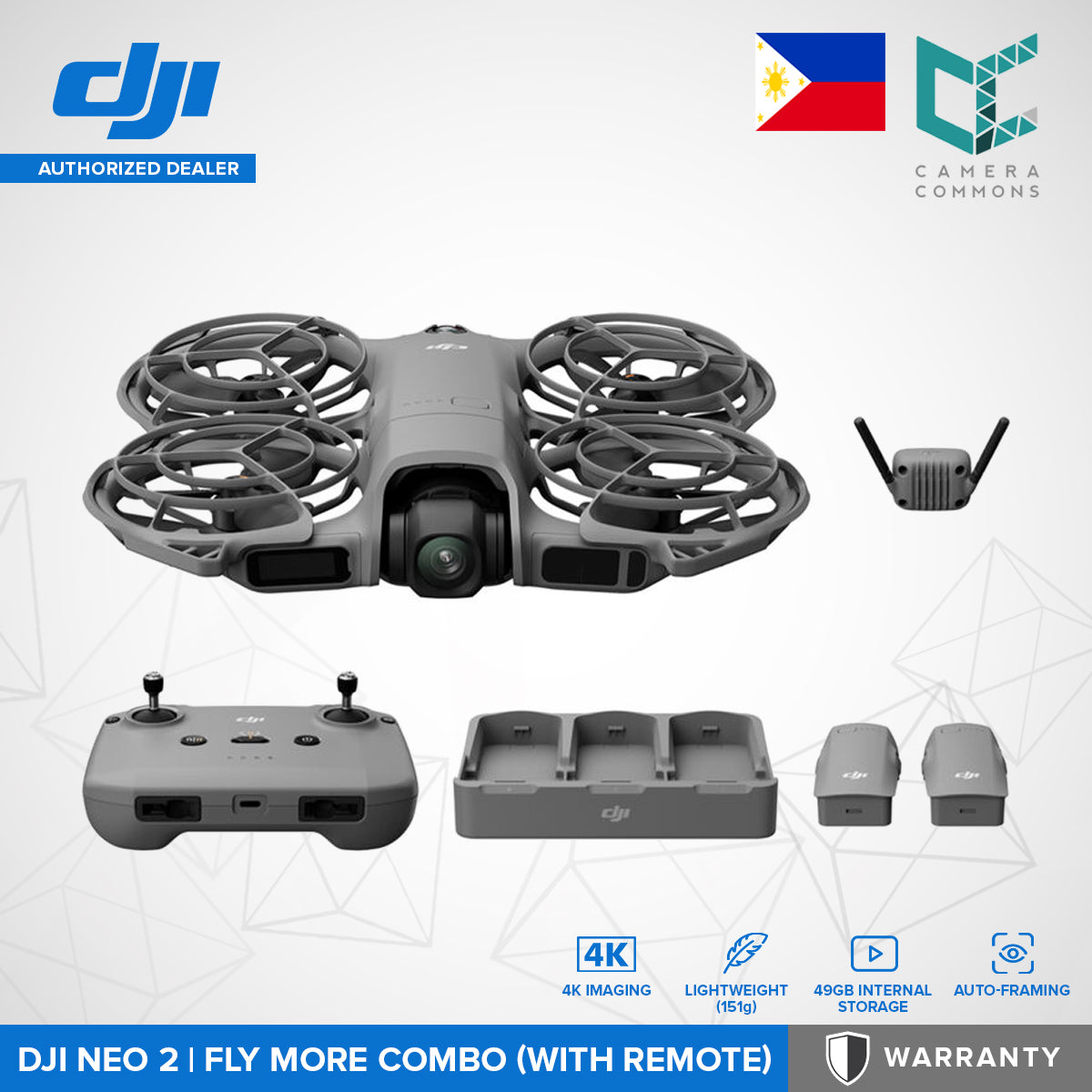 DJI Neo 2 Drone 4K60 2-Axis Gimbal with EIS (49GB of Internal Storage)