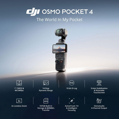 DJI Osmo Pocket 4 3-Axis Gimbal Stabilizer Standard and Combo Creator 4K 240fps 2" Rotatable Screen