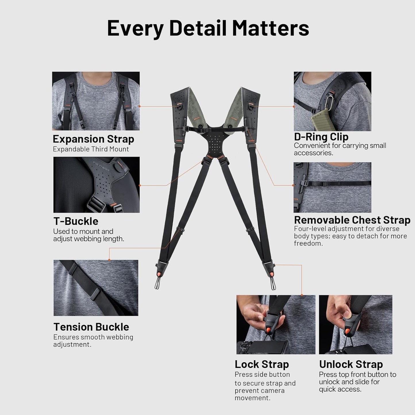 PGYTECH Camera Strap Master Photography Accessories Triple-Cushioned Leather Suede Lining