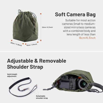 PGYTECH OneGo Drawstring Camera Sling Bag Small Pouch (Forest/Ivory)