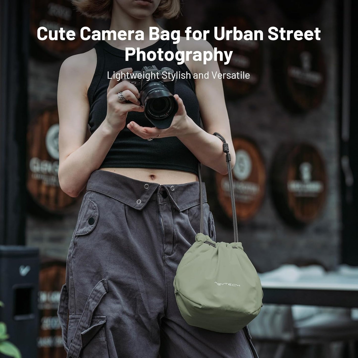 PGYTECH OneGo Drawstring Camera Sling Bag Small Pouch (Forest/Ivory)