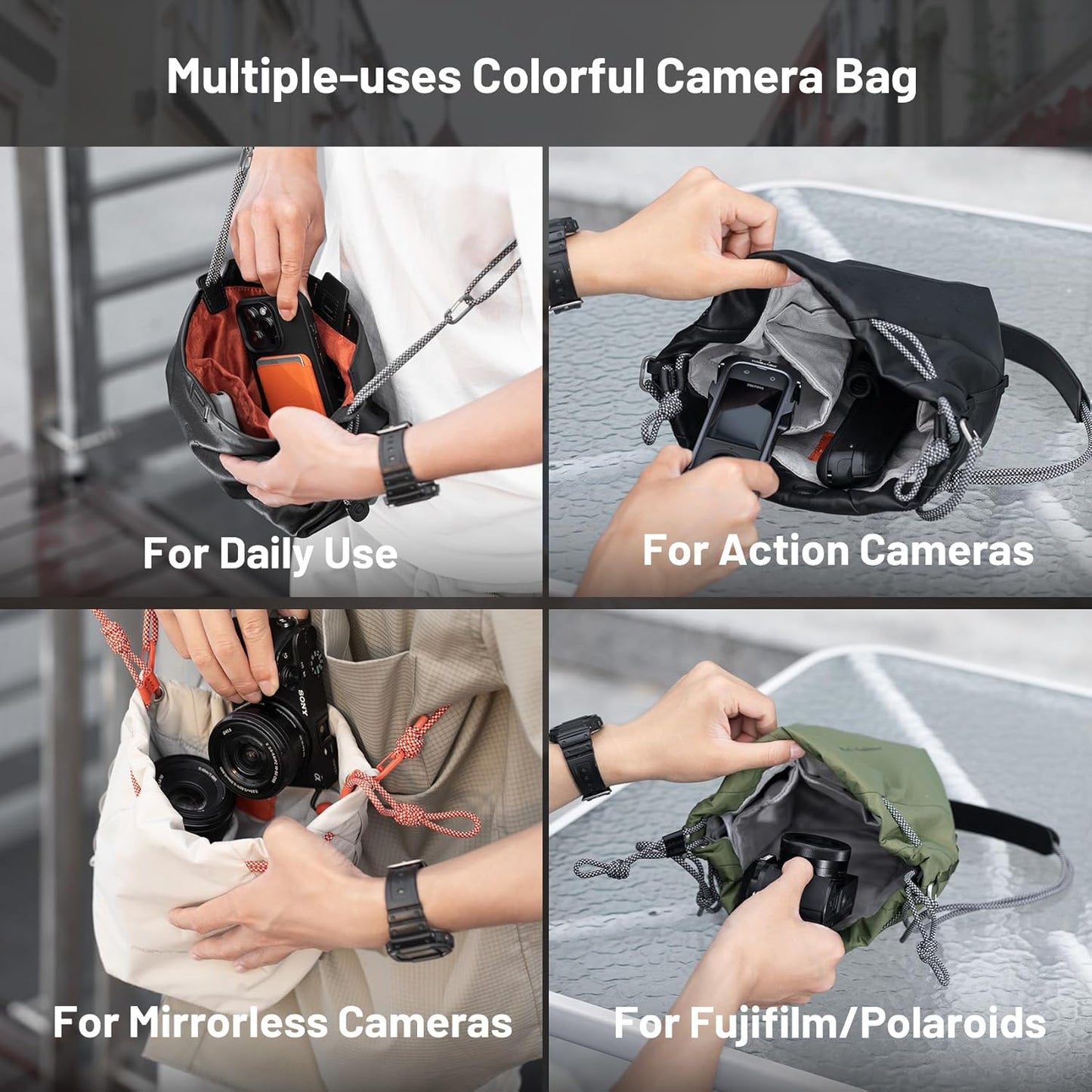 PGYTECH OneGo Drawstring Camera Sling Bag Small Pouch (Forest/Ivory)