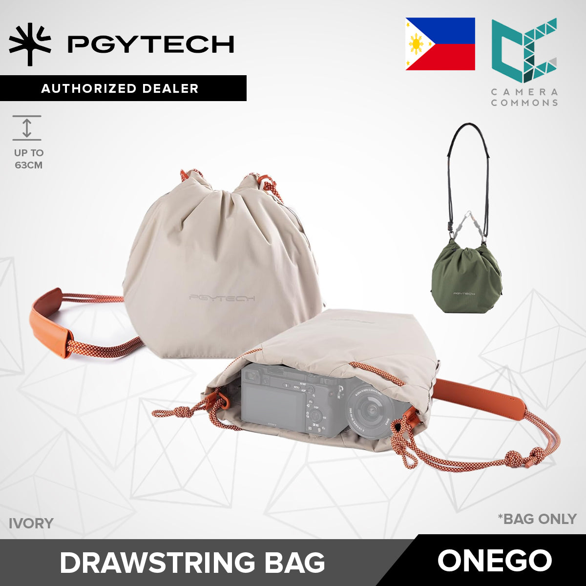 PGYTECH OneGo Drawstring Camera Sling Bag Small Pouch (Forest/Ivory)