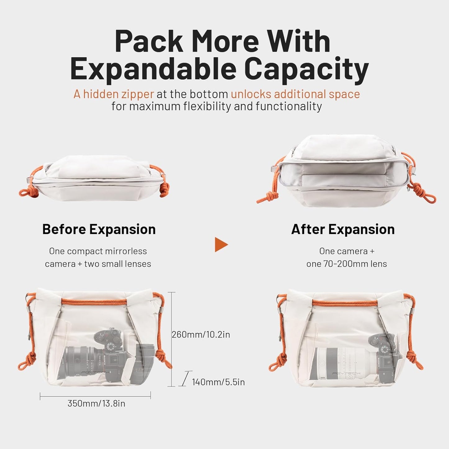 PGYTECH OneGo Rope Strap Camera Sling Bag Expandable Design with Padded Dividers