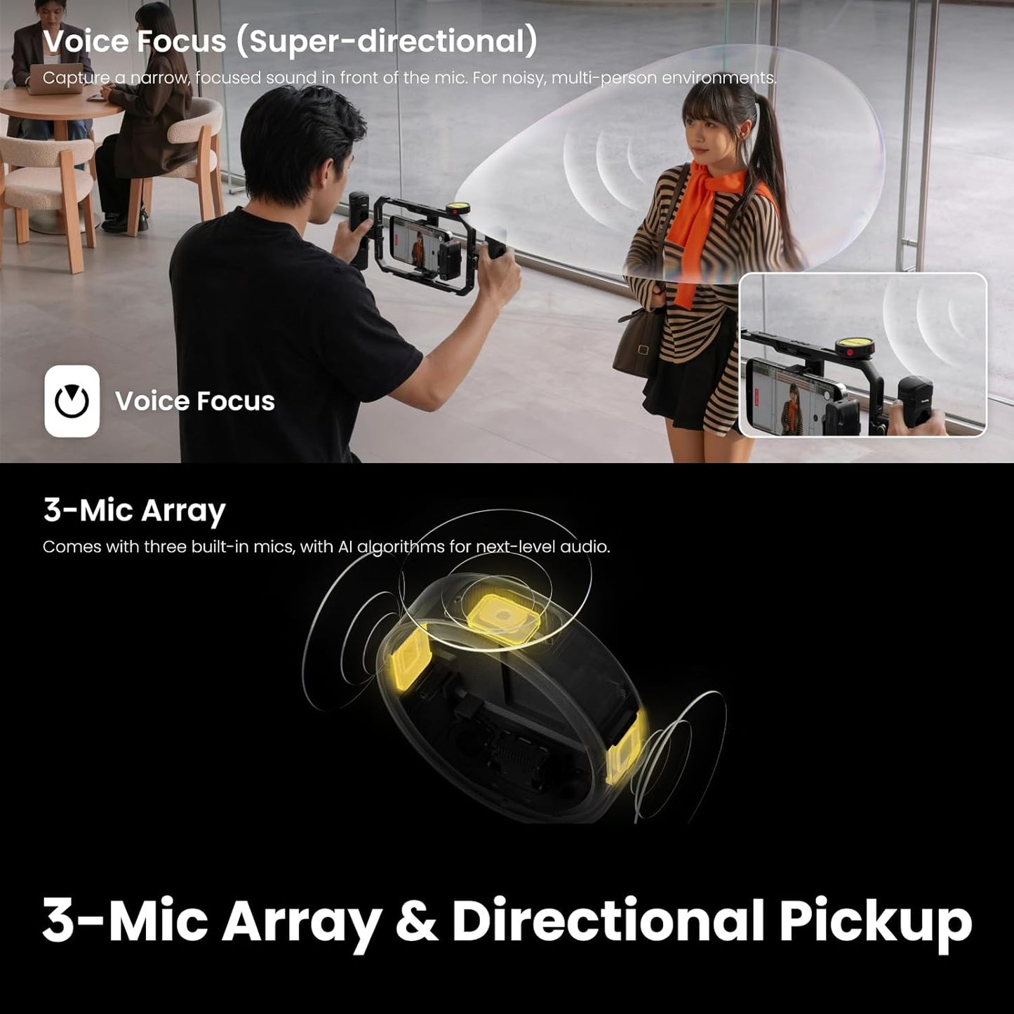 Insta360 Mic Pro Wireless Microphone Audio System (2.4 GHz) Direct Pairing