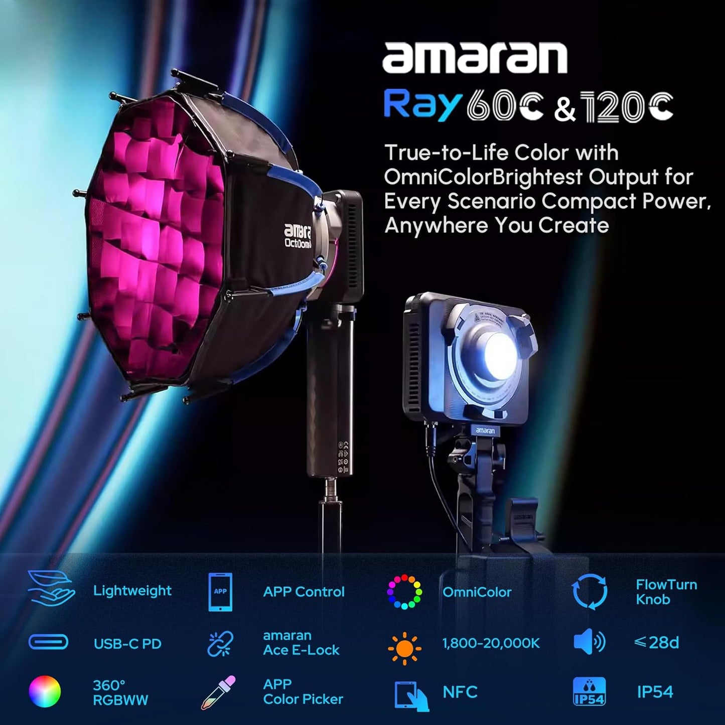 Aputure Amaran Ray RGB LED Monolight (60c / 120c / 360c / 660c) Studio Lighting Equipment