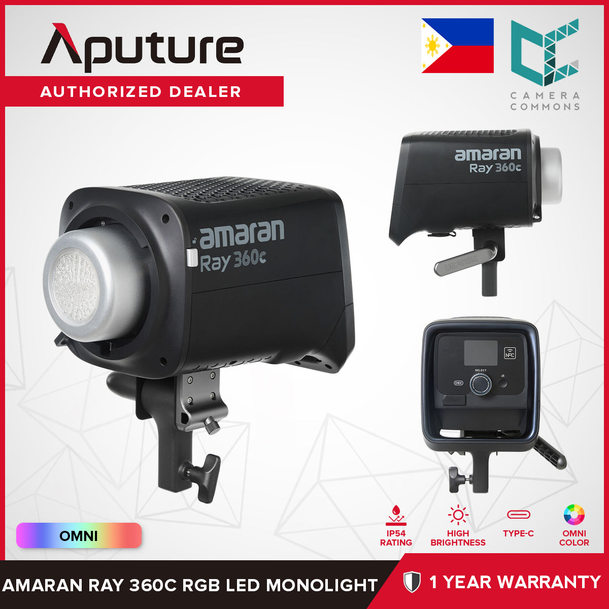 Aputure Amaran Ray RGB LED Monolight (60c / 120c / 360c / 660c) Studio Lighting Equipment
