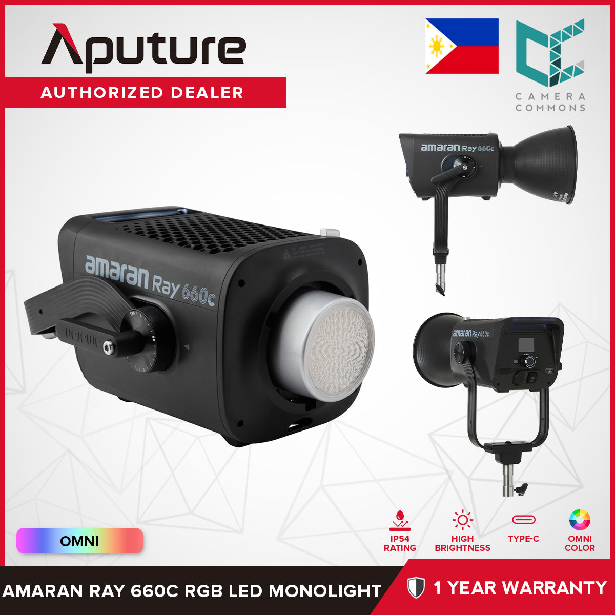 Aputure Amaran Ray RGB LED Monolight (60c / 120c / 360c / 660c) Studio Lighting Equipment