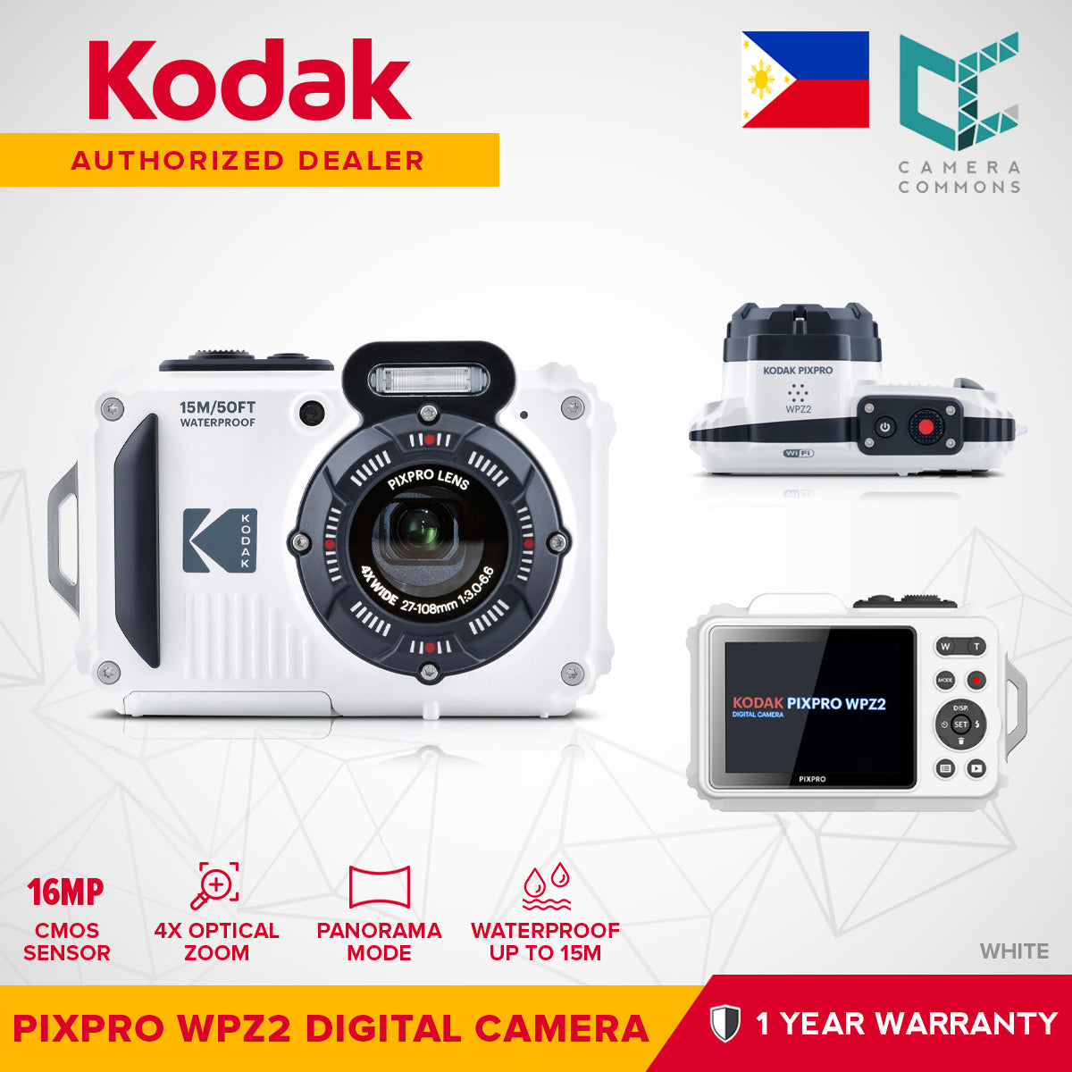 Kodak PIXPRO WPZ2 Digital Waterproof Camera Full HD 1080p 30fps Panoramic Mode