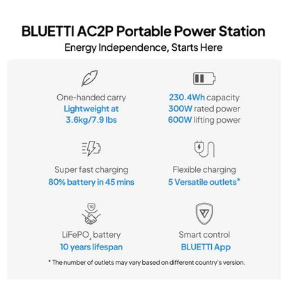 BLUETTI AC2P 300W / AC50P 700W / AC70P 1000W Portable Power Station Travel Outdoor Generator