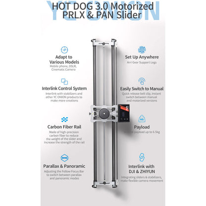 YC Onion Hot Dog Bun Motorized Slider for Camera and Gimbal Accessories (47")