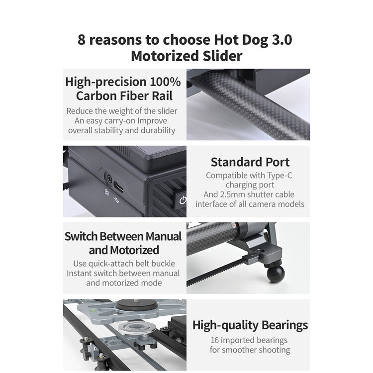 YC Onion Hot Dog Bun Motorized Slider for Camera and Gimbal Accessories (47")