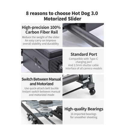 YC Onion Hot Dog Bun Motorized Slider for Camera and Gimbal Accessories (47")