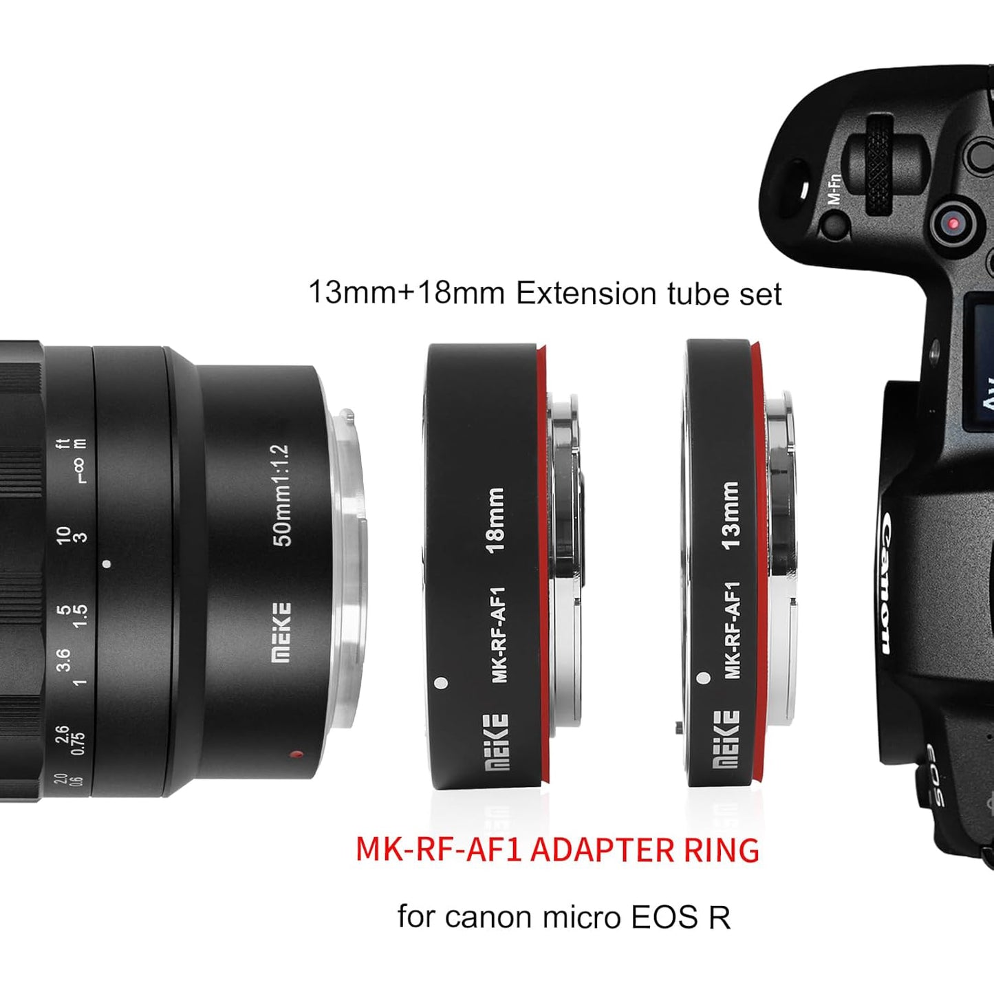 Meike MK-RF-AF1 13mm and 18mm Automatic Macro Extension Tubes for Canon RF Camera Accessories