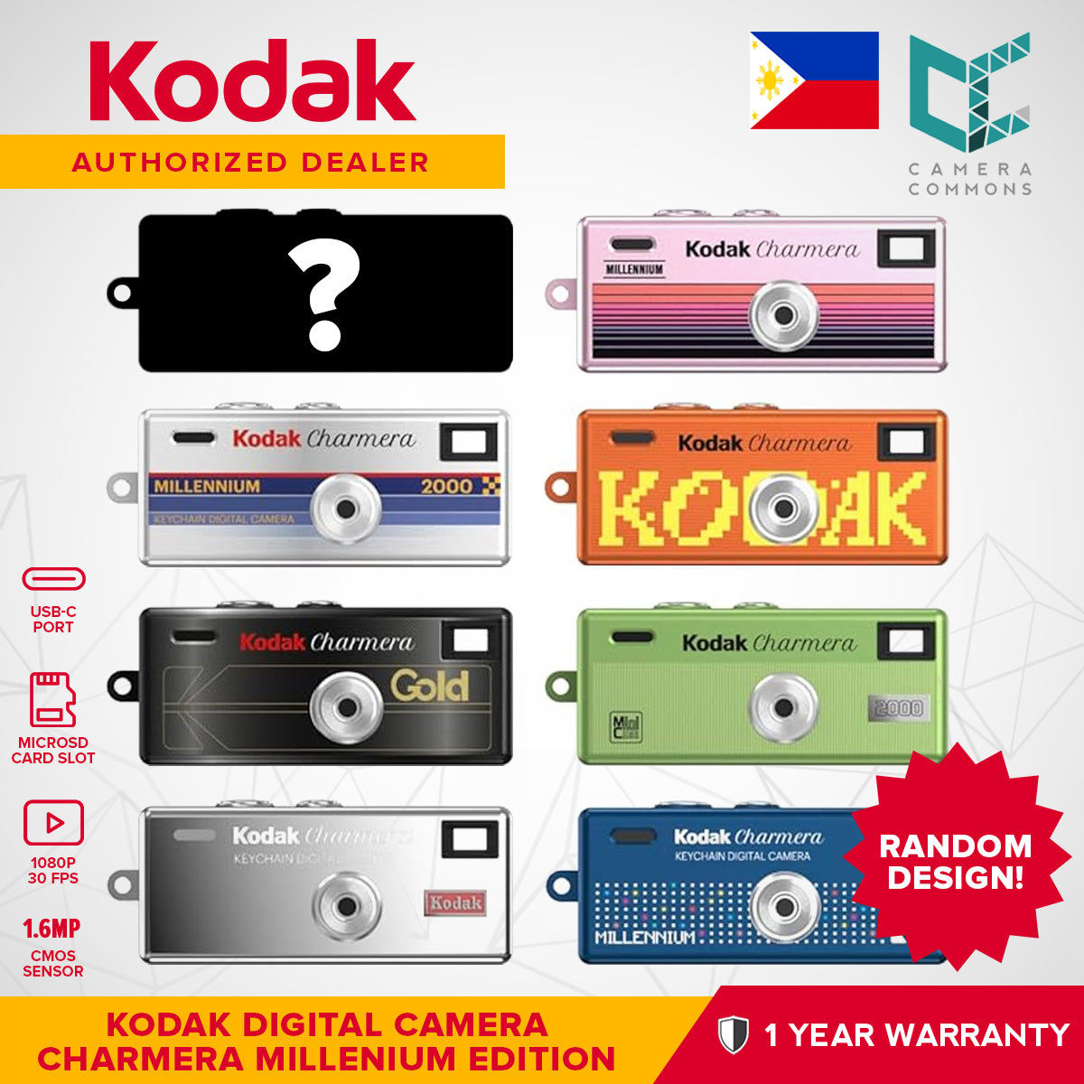 Kodak Charmera Millenium Edition Mini Digital Camera (RANDOM Design Blind Box) 1.6MP 1080p 30fps