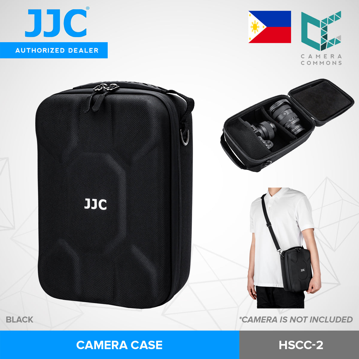 JJC HSCC-2 Hard-Shell Camera Case with Strap for Mirrorless or DSLR Cameras Bag Accessories