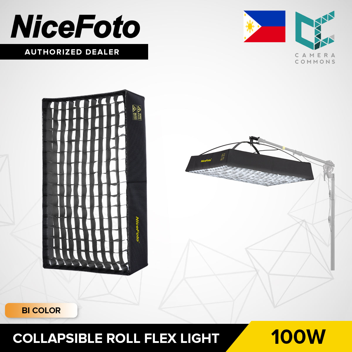 NICEFOTO Collapsible Roll Flex Rectangular Light with Softbox Grid Portable Studio Equipment