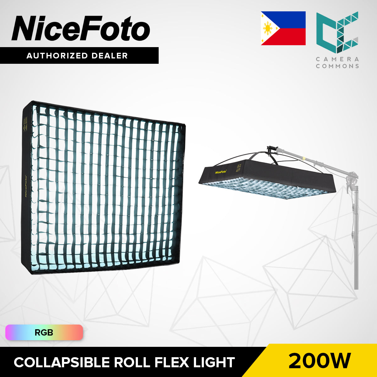 NICEFOTO Collapsible Roll Flex Rectangular Light with Softbox Grid Portable Studio Equipment