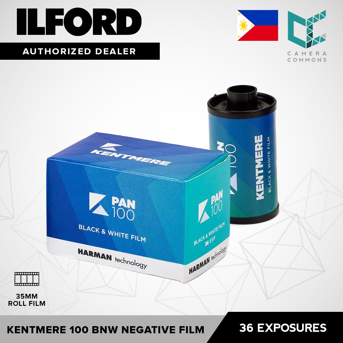 ILFORD Kentmere Pan 100 / 400 Black and White Negative Film (35mm Roll Film, 36 Exposures)