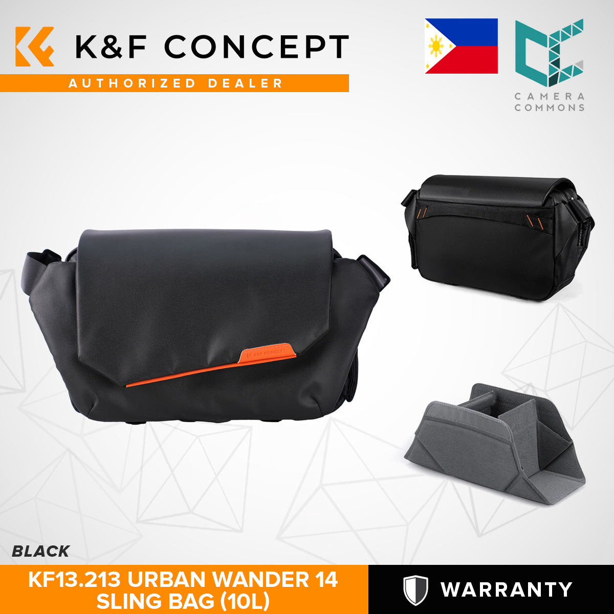 K&F Concept Urban Wander 14 Camera Sling Bag 10L Black / Off-White KF13.213