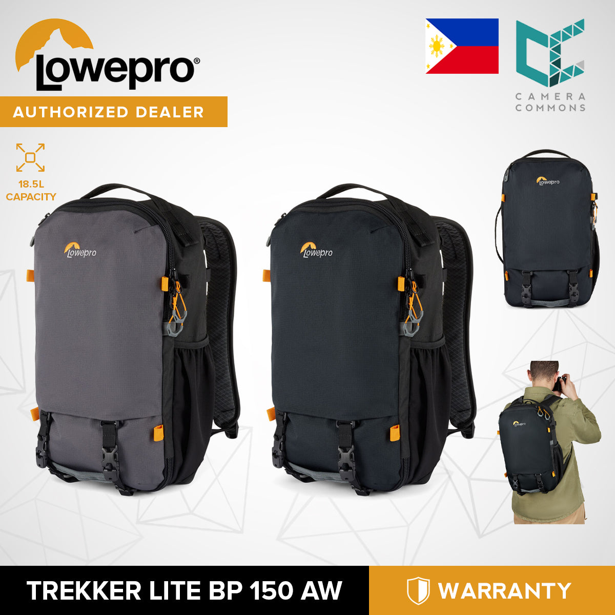 Lowepro Trekker Lite BP 150 AW Camera Backpack with Side Access 18.5L (Black/Gray) Photo Accessories