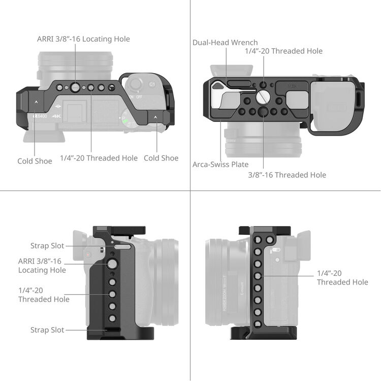SmallRig Cage for Sony a6500/a6400/a6300/a6100 Mirrorless Camera Case Accessories Aluminum